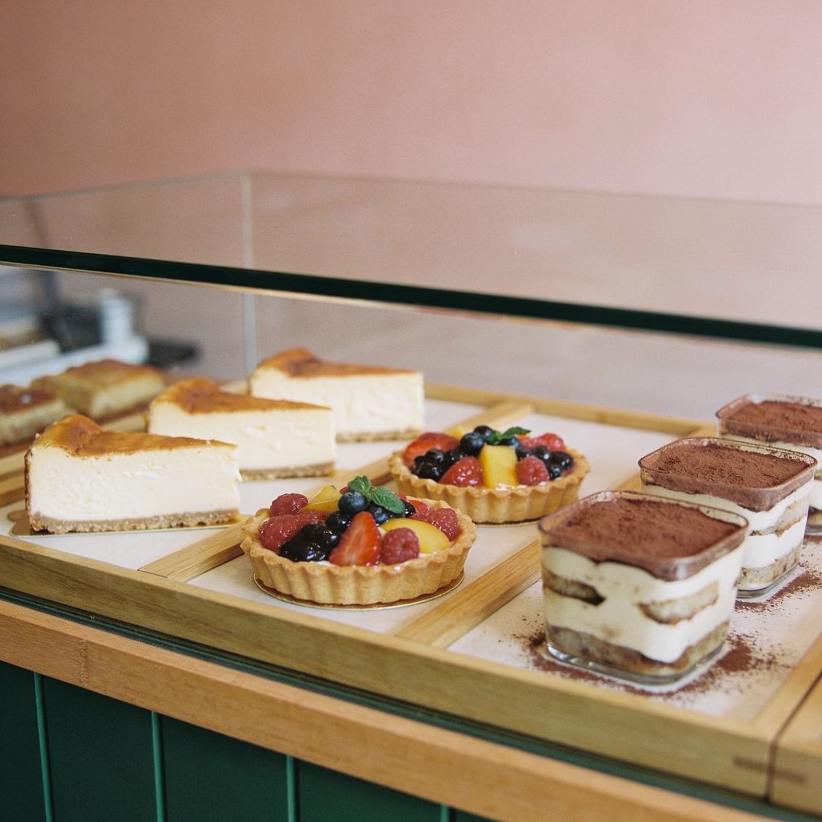 Cheesecake, crostate e tiramisù esposti al banco